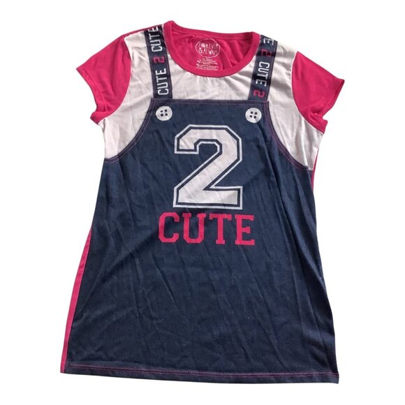 Forever & Always Girls Graphic Shirt Pink "2 Cute"  Size 14/16 100% Polyester - Picture 1 of 9